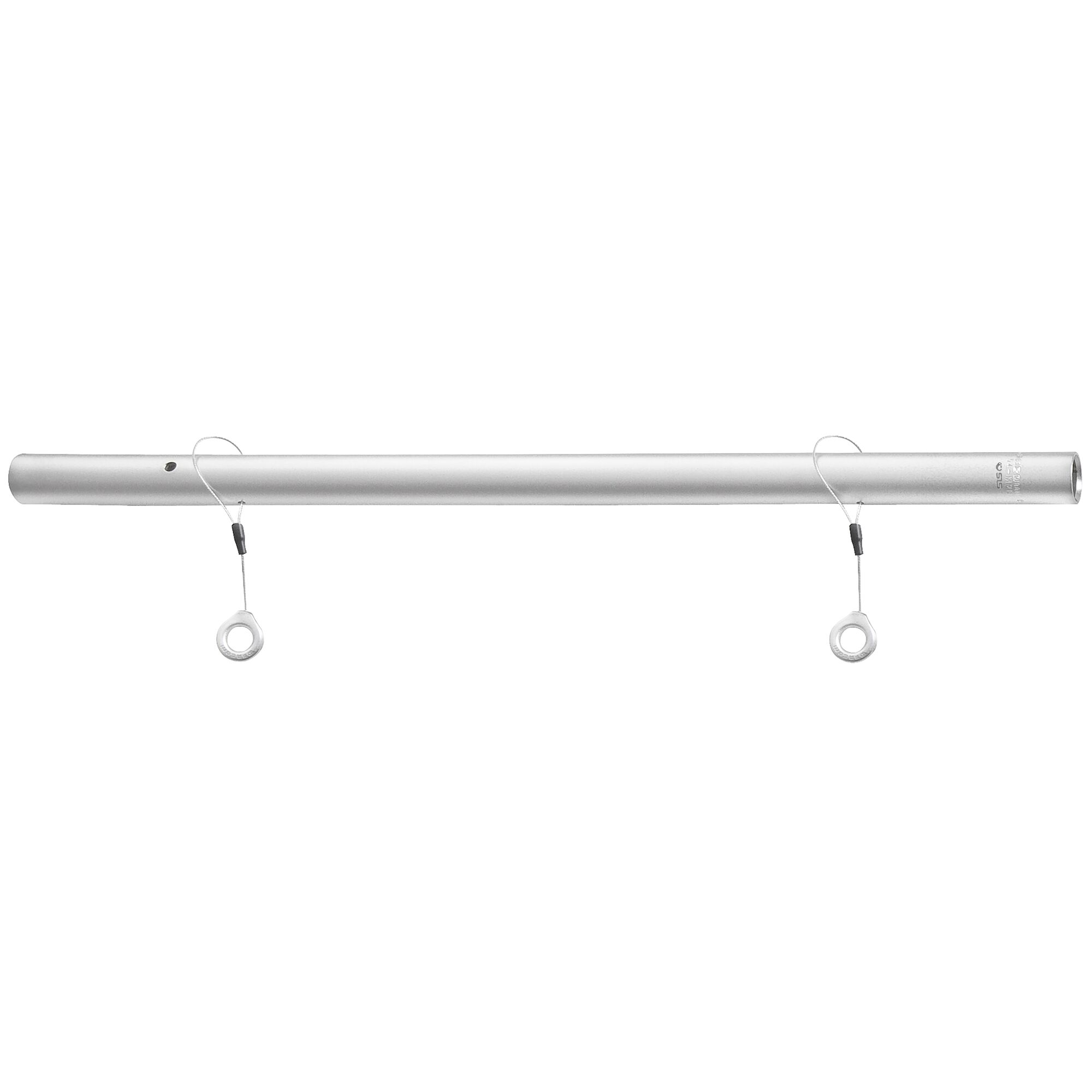 Facom 54M1BSLS silver metal bar with two attached wire loops for photography, side view.